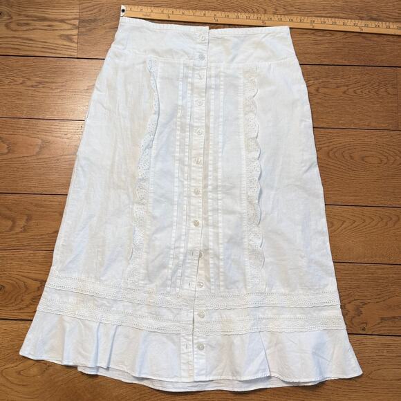 Free People Whitney Midi Skirt Size White Size: M Lace Prairie Cottage - Picture 3 of 6